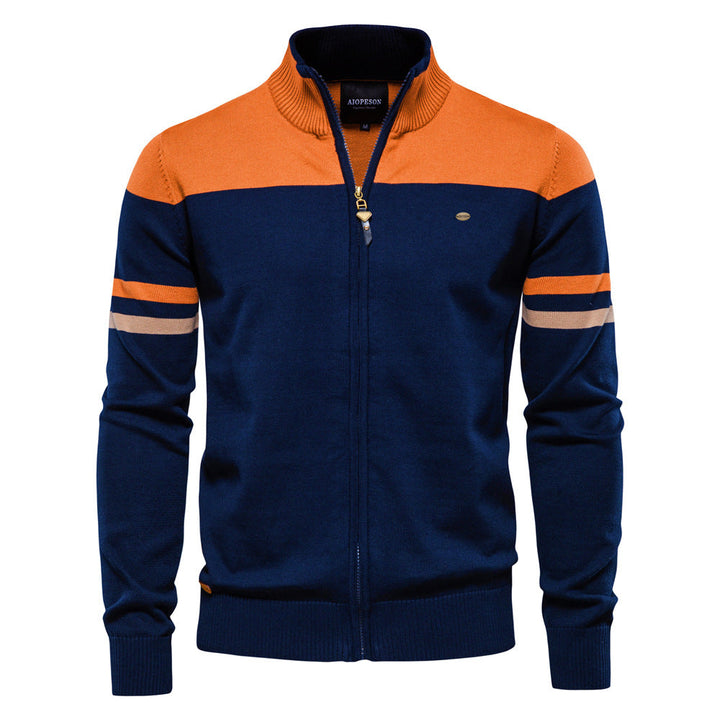 Herren sportliche Strickjacke mit hohem Kragen und Reißverschluss Drune