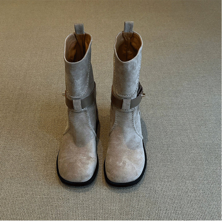 Damen Modische Stiefel mit dekorativem Riemen Drune