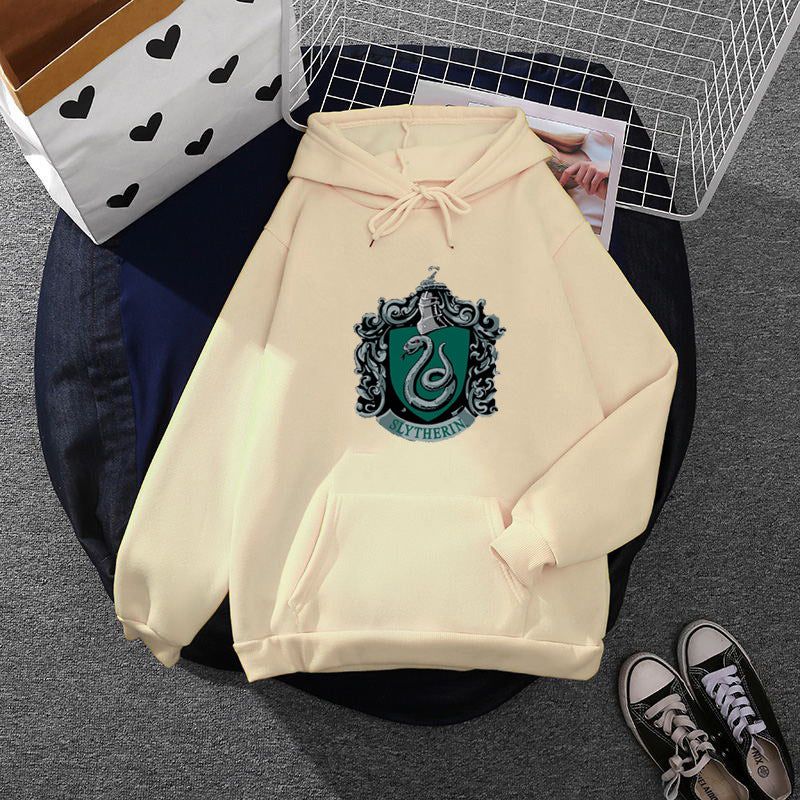 Damen nan gemütlicher Kapuzenpullover im Oversize-Cut mit heraldischem Schlangenwappen und weichem Fleece-Innenfutter Drune