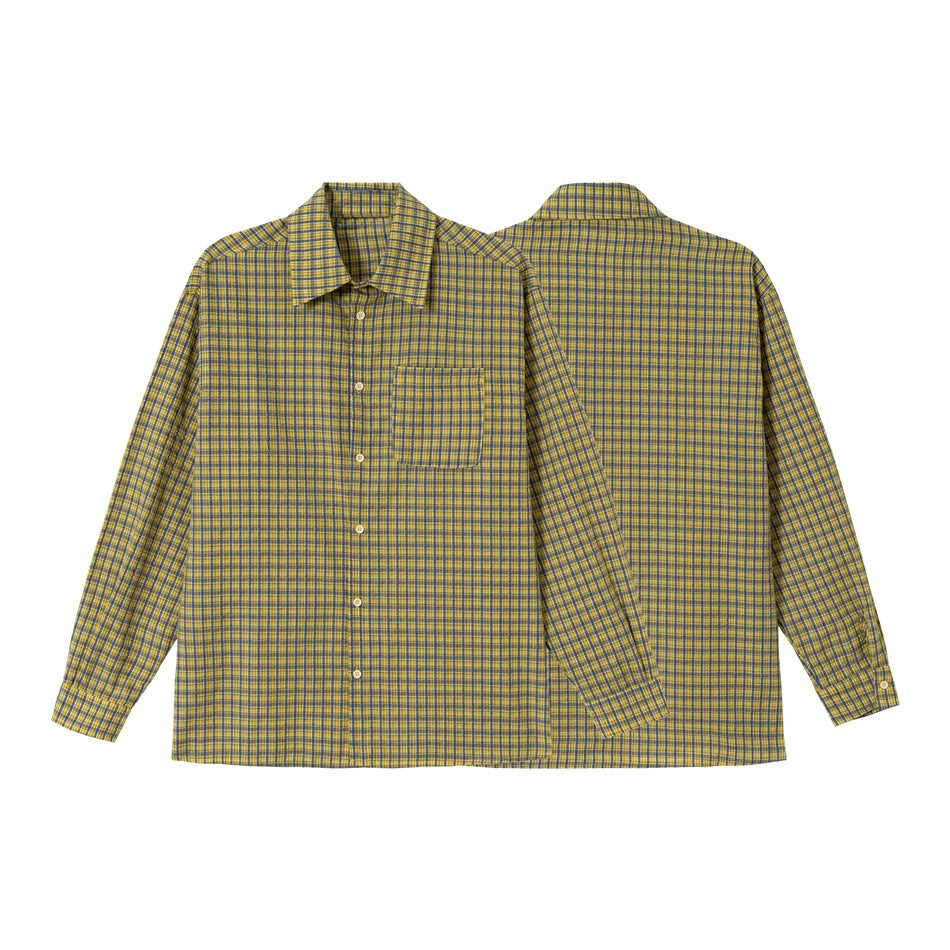 Unisex Oversize Karo-Hemd mit kastiger Silhouette, geradem Saum und aufgesetzter Brusttasche Drune