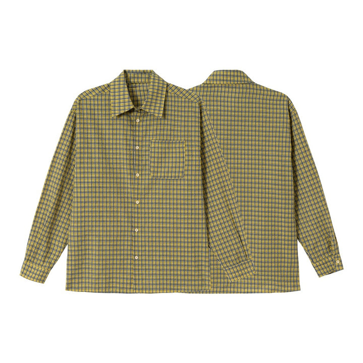 Unisex Oversize Karo-Hemd mit kastiger Silhouette, geradem Saum und aufgesetzter Brusttasche Drune