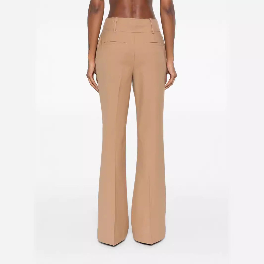 Damen Hochtaillierte ausgestellte Wollmix‑Tailoring‑Hose mit Bügelfalte Drune