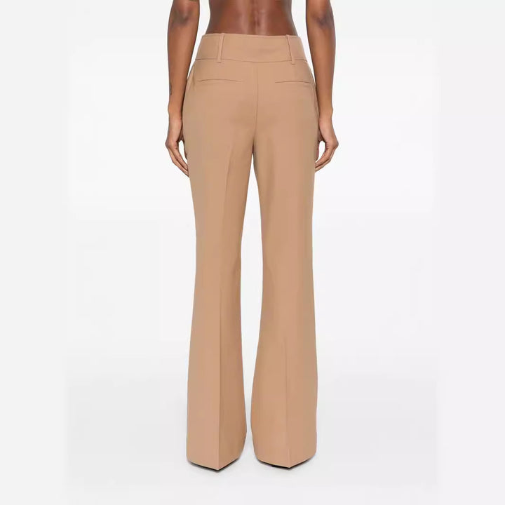 Damen Hochtaillierte ausgestellte Wollmix‑Tailoring‑Hose mit Bügelfalte Drune