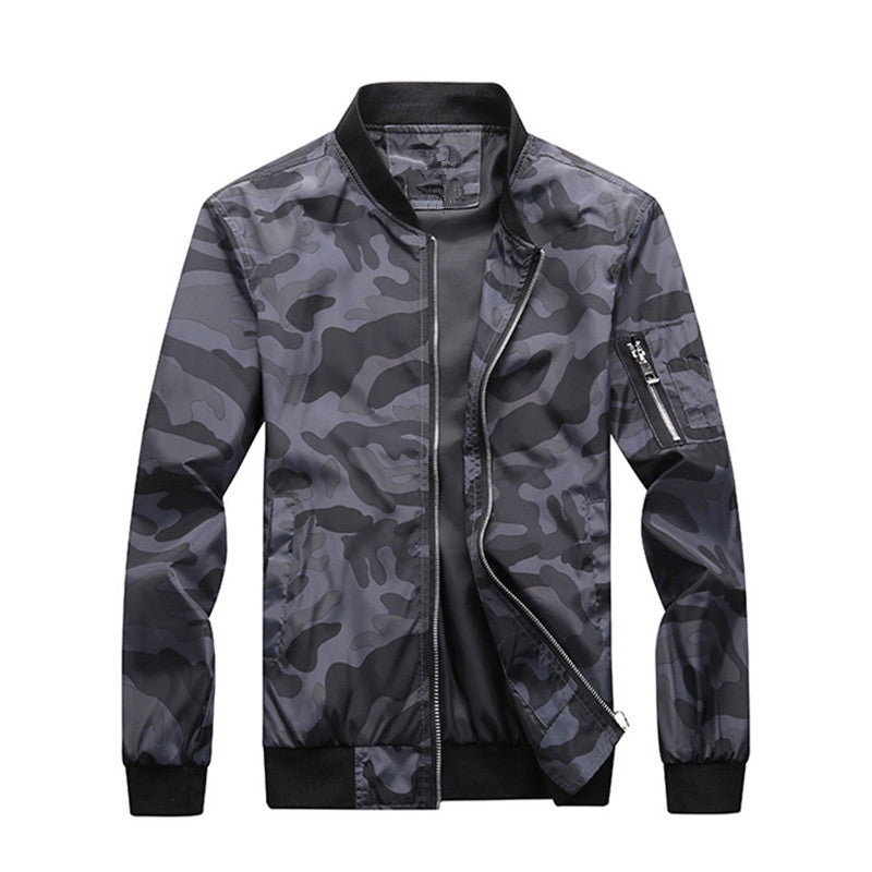 Herren Urbanes Camouflage‑Bomberblouson mit winddichter Nylon‑Schale und Ärmeltasche Drune