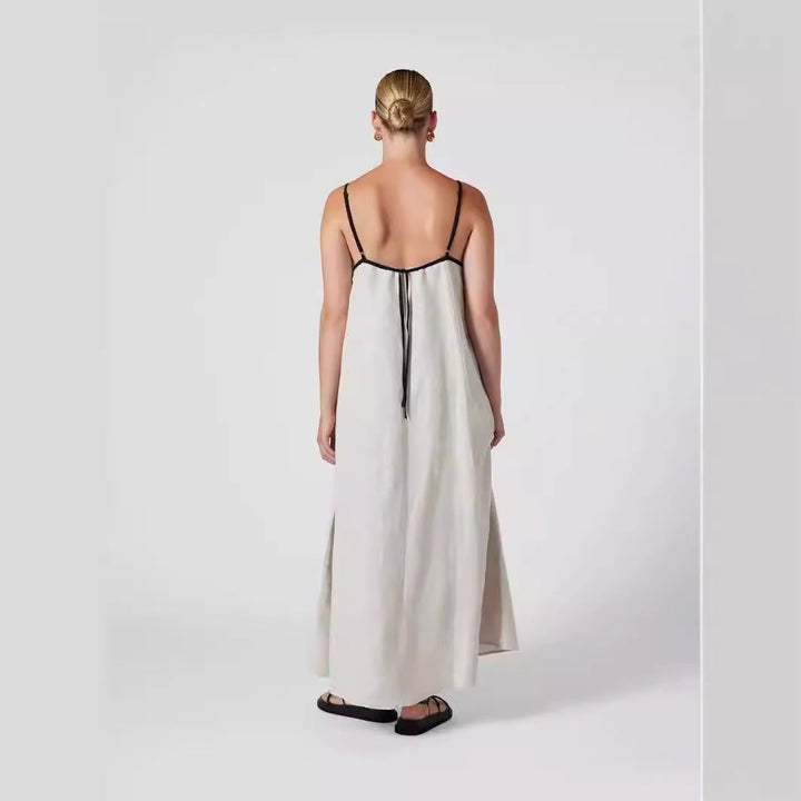 Damen Sommerliches Maxikleid mit schmalen Spaghettiträgern und fließendem Schnitt Drune