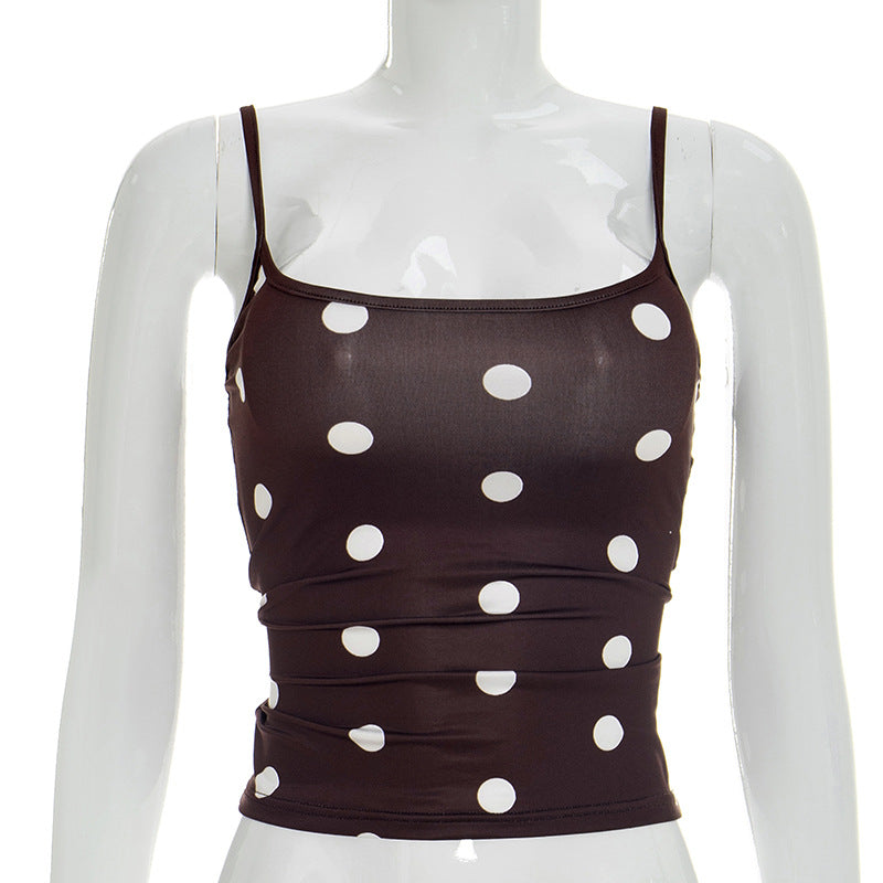 Damen ärmelloses Top mit verspieltem Polka-Dots Muster und figurbetontem Schnitt Drune