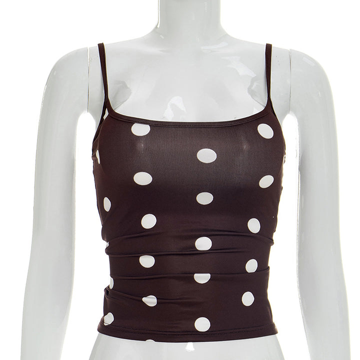 Damen ärmelloses Top mit verspieltem Polka-Dots Muster und figurbetontem Schnitt Drune