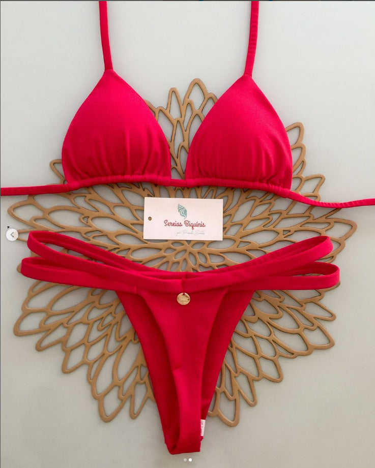 Damen Triangel-Bikini mit verspieltem Lippen-Design Drune
