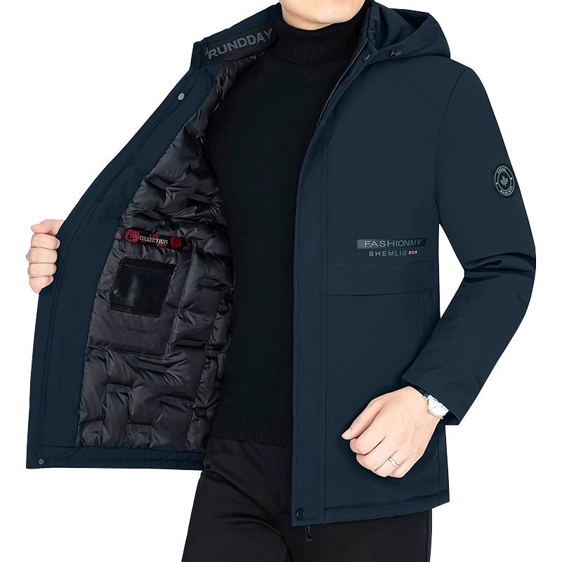Herren Thermo-Winterkurzmantel mit luxuriösem Kunstfell-Innenfutter und Stehkragen Drune
