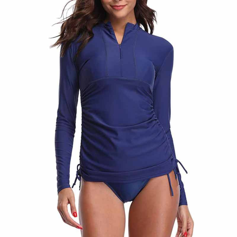 Damen Langärmliges Rashguard Shirt mit figurformenden Raffungen Drune