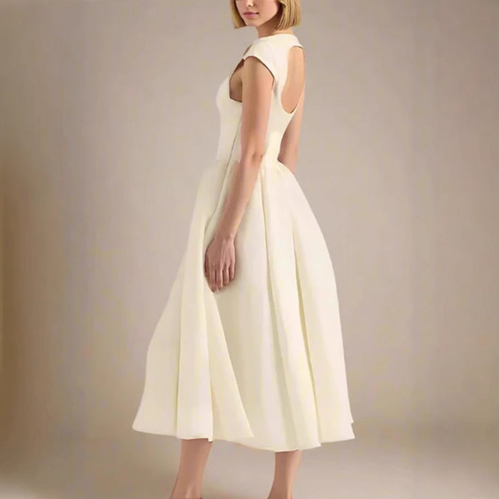 Damen A-Linien Maxikleid mit elegantem Rundhalsausschnitt und fließendem Rock Drune