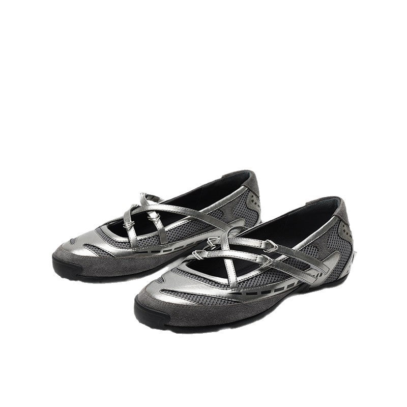 Damen Freizeit-Ballerinas mit atmungsaktivem Obermaterial und flexiblem Riemchen Drune