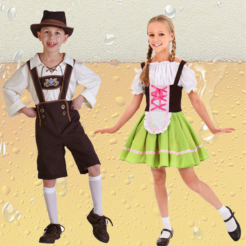 Jungen Trachtenkostüm mit langer Bluse und Hosenträger Drune