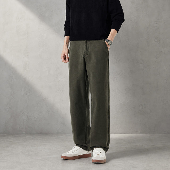 Herren Weitgeschnittene Freizeithose mit geradem Bein und seitlichen Eingrifftaschen Drune