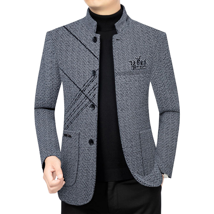 Herren Wollmantel mit Teddyfutter, Stehkragen und schmaler Silhouette Drune