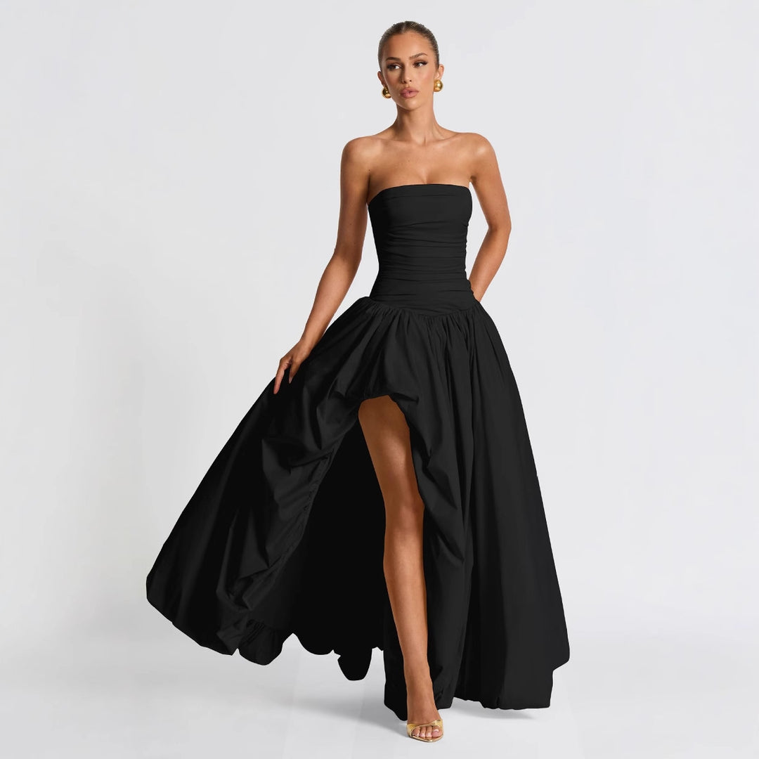 Damen Abendkleid mit figurbetontem Oberteil und asymmetrischem Rock Drune