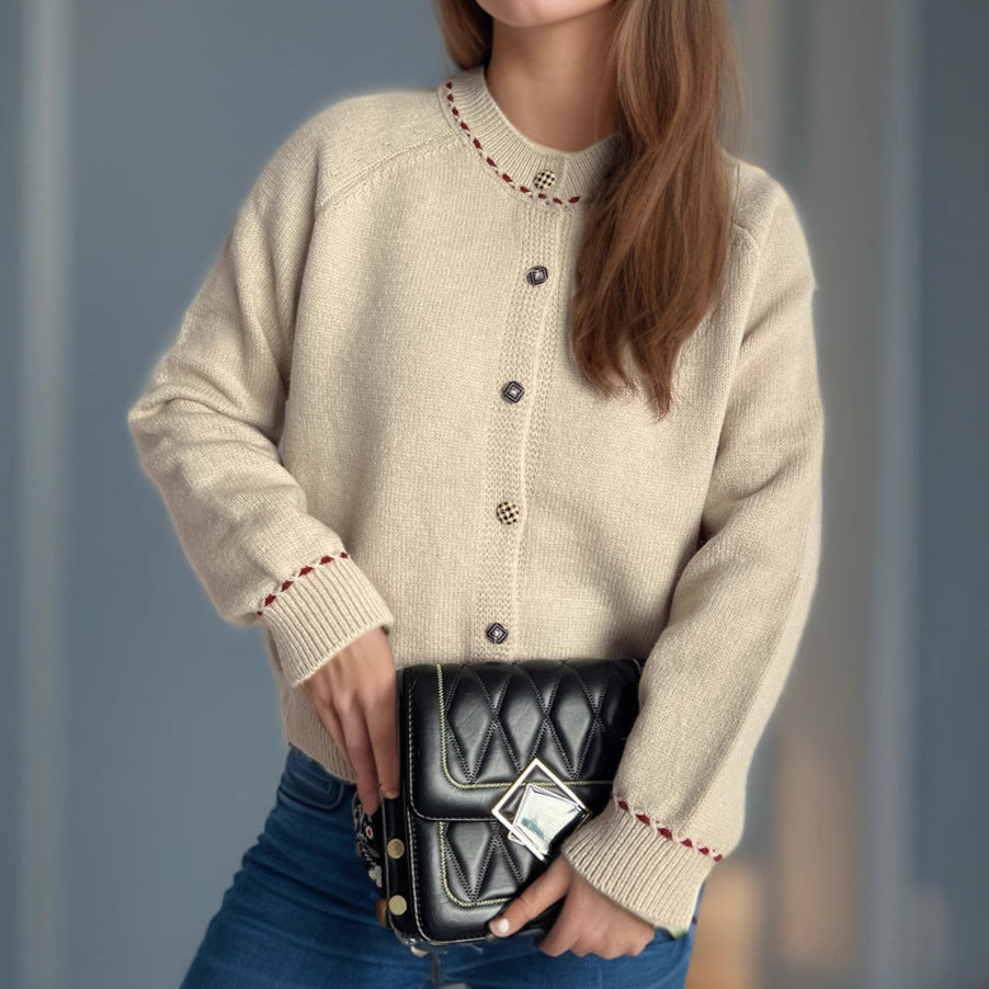 Damen gemütliche Strickjacke mit dekorativen Knöpfen Drune