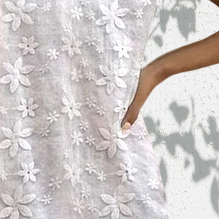Damen nan leichter Kurzoverall mit floraler dreidimensionaler Stickerei, verstellbaren Bindeträgern und lockerer A-Linien-Silhouette Drune