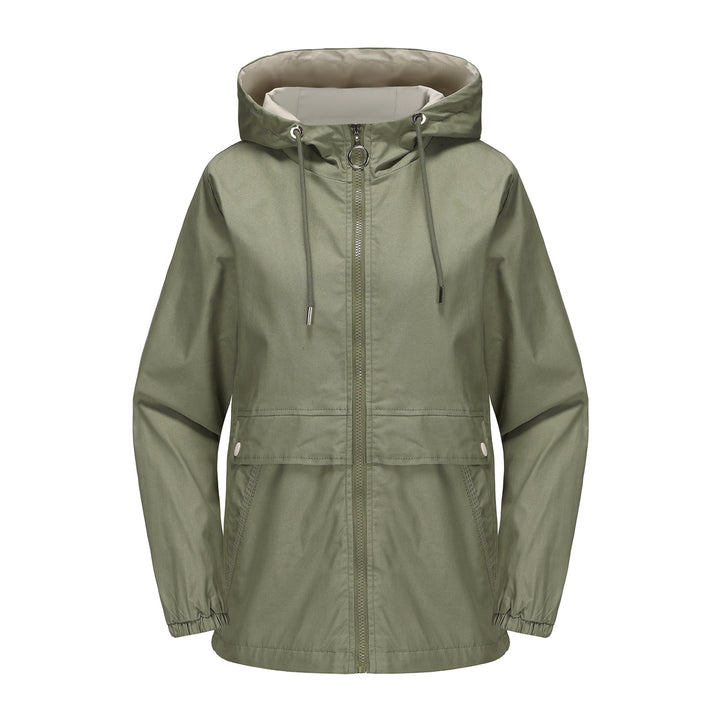 Damen nan leichter wasserabweisender Kapuzenparka mit Tunnelzug, Ringzipper und verdeckter Druckknopfleiste Drune
