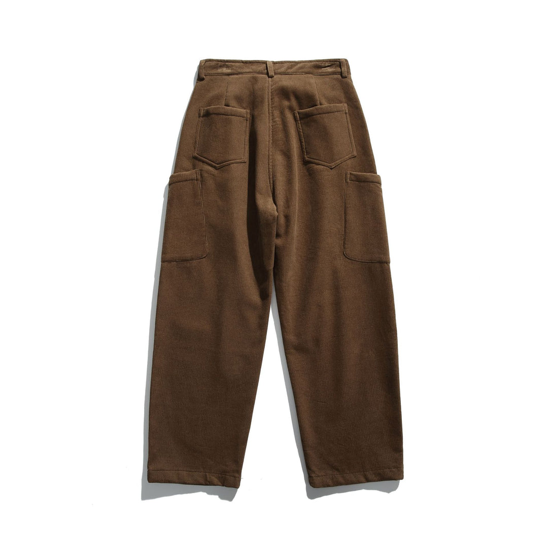 Herren Cord‑Cargo‑Hose mit hoher Taille, weitem Bein und aufgesetzten Pattentaschen Drune