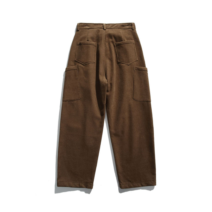 Herren Cord‑Cargo‑Hose mit hoher Taille, weitem Bein und aufgesetzten Pattentaschen Drune