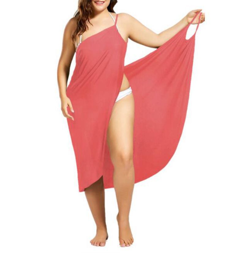 Damen nan vielseitiges Strand-Pareo-Wickelkleid mit Spaghettiträgern und asymmetrischem Saum Drune