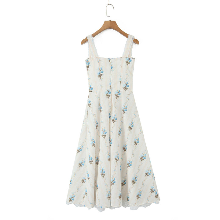 Damen Blumenkleid mit eleganter Spitzenverzierung Drune