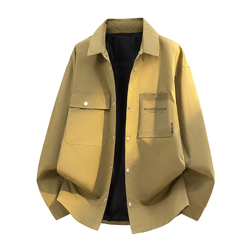 Herren Oversize-Utility-Hemdjacke mit Druckknopfleiste und großen aufgesetzten Taschen Drune
