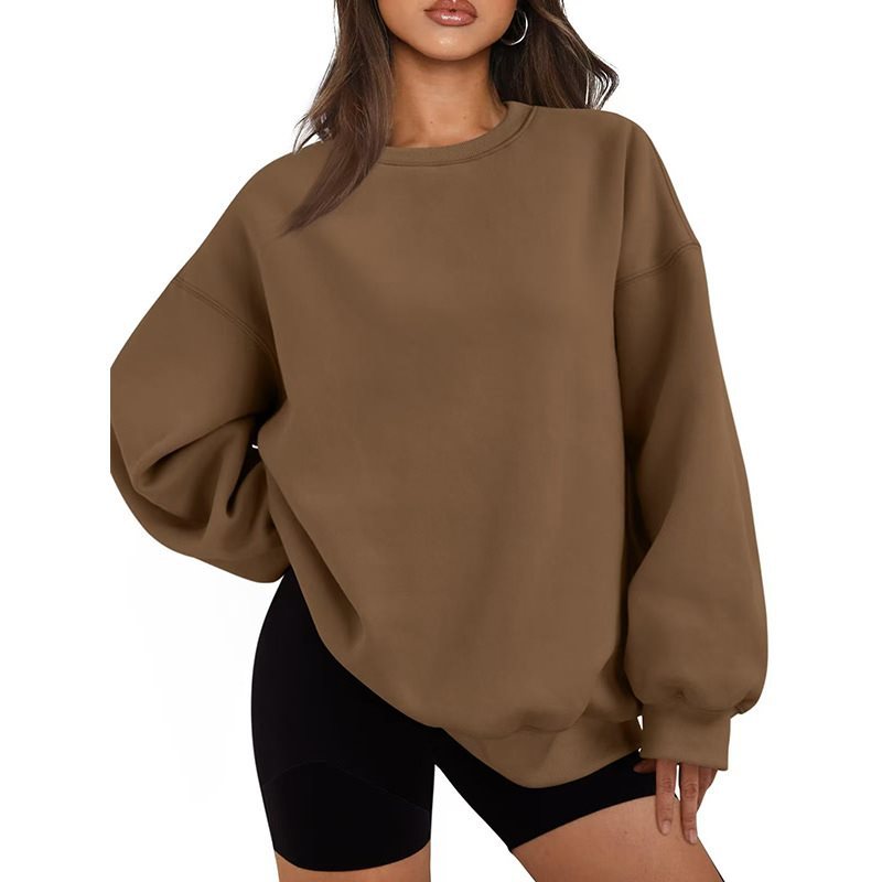 Damen Oversized Sweatshirt mit Rundhalsausschnitt, extraweichem French‑Terry und überschnittener Schulter Drune