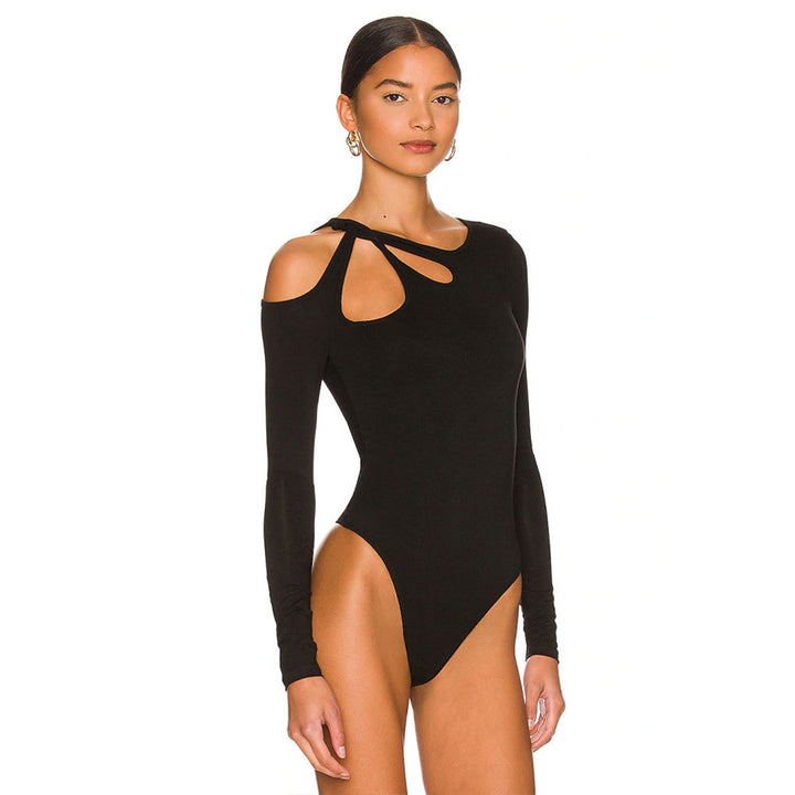 Damen Bodysuit mit asymmetrischem Ausschnitt und langen Ärmeln Drune