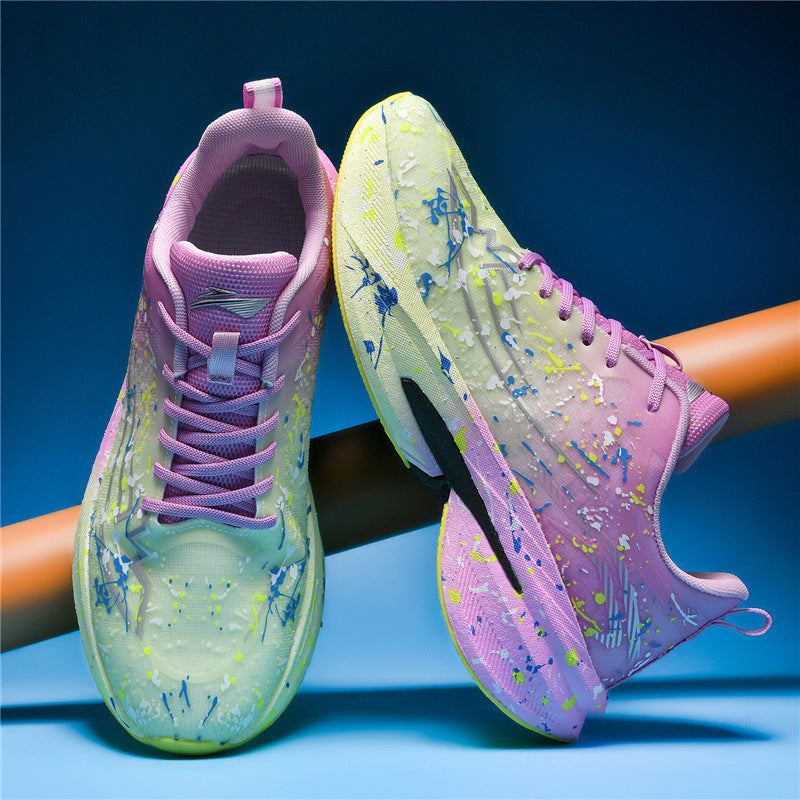 Unisex künstlerische Laufsneaker mit Spritzlack‑Design, reaktiver Hohlkern‑Dämpfung und Drehverschluss Drune