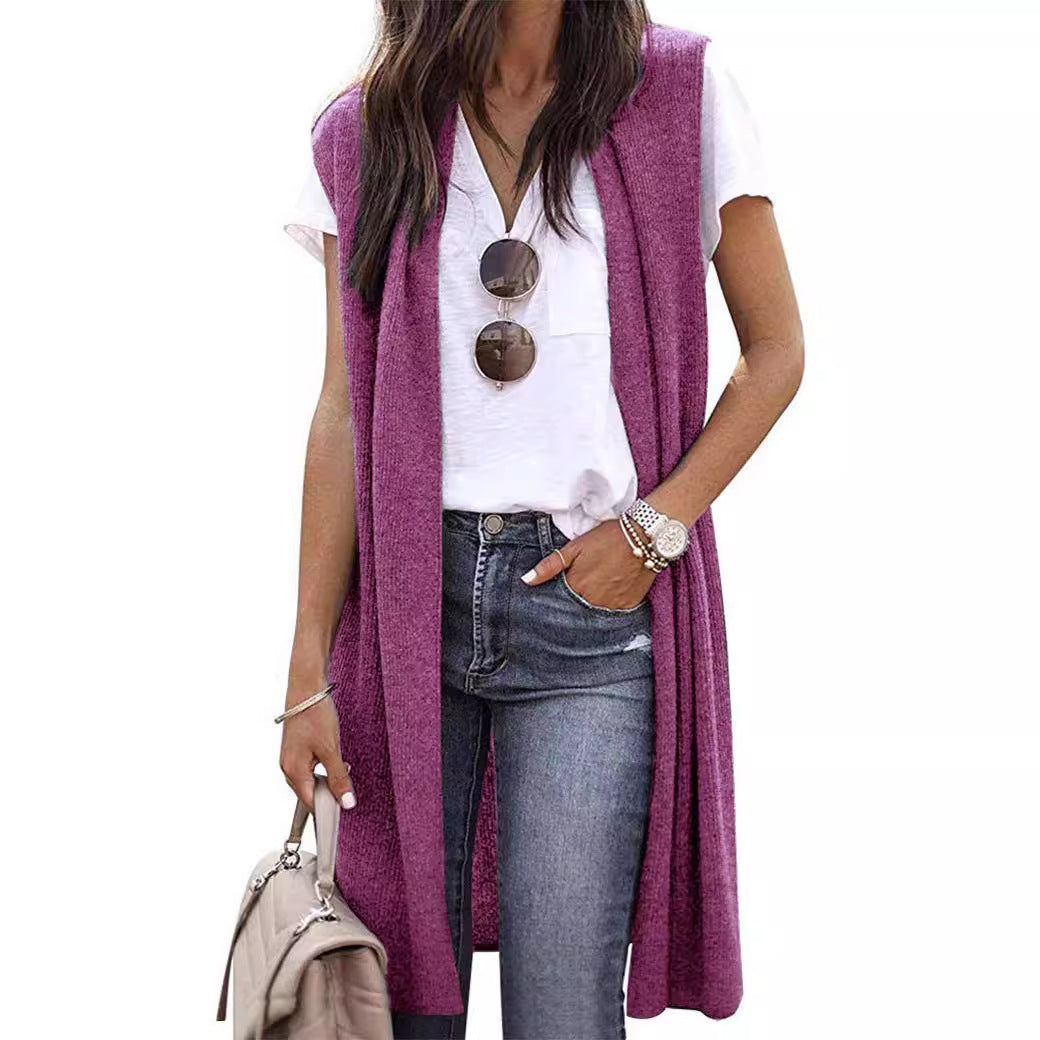 Damen offene Strickjacke mit lässigem Schnitt und langen Seitenpartien Drune
