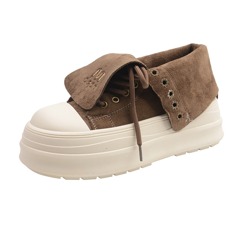 Damen Plateau-Sneaker mit modischem Falten-Design und bequemer Dämpfung Drune