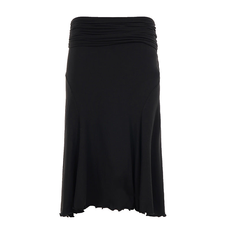 Damen Midirock aus Stretch-Jersey mit gerafftem Bund und A-Linie Drune