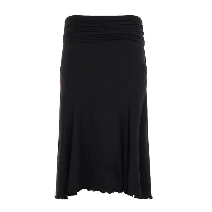 Damen Midirock aus Stretch-Jersey mit gerafftem Bund und A-Linie Drune