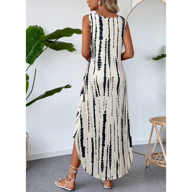 Damen Maxikleid mit seitlichen Taschen und modischem Streifenmuster Drune