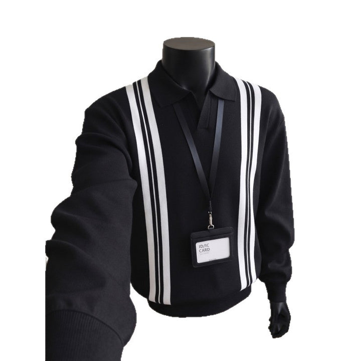 Herren Lässiger Pullover mit V-Ausschnitt und Streifen Drune