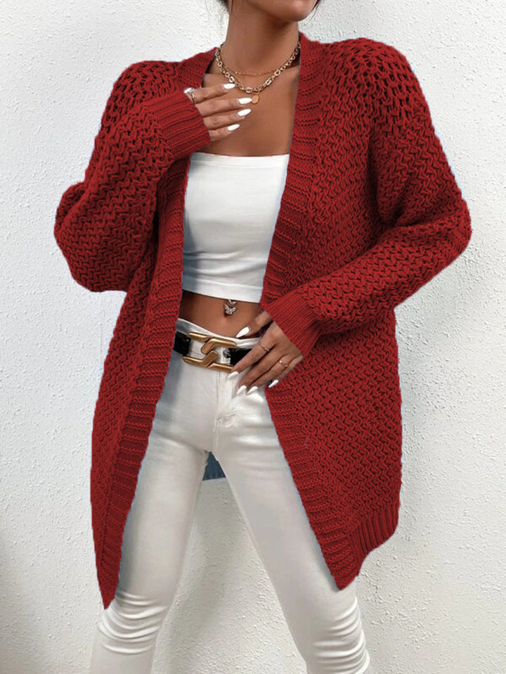 Damen Offener Strickcardigan mit luftiger Struktur und weitem Schnitt Drune