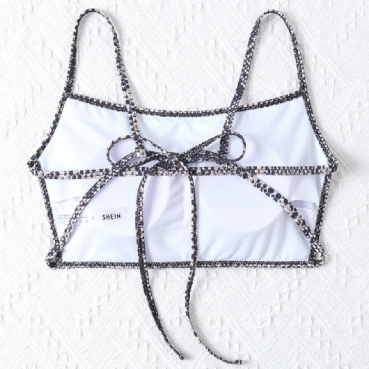 Damen Cropped Bikinioberteil mit Schlangenleder-Design Drune
