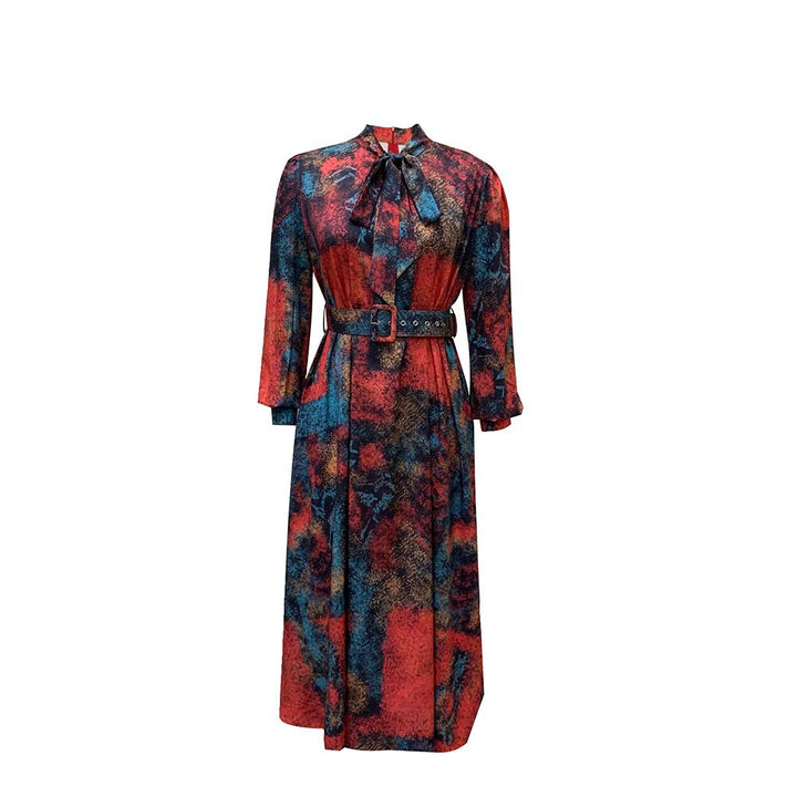 Damen Midi-Kleid mit eleganter Schleife und moderner Gürtelakzentuierung Drune