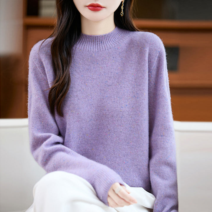 Damen Mélange-Feinstrickpullover mit kurzem Stehkragen und lockerer Silhouette Drune