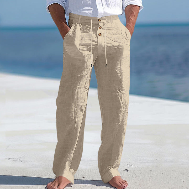 Herren lässige Hose mit hohem Bund und bequemen Taschen Drune