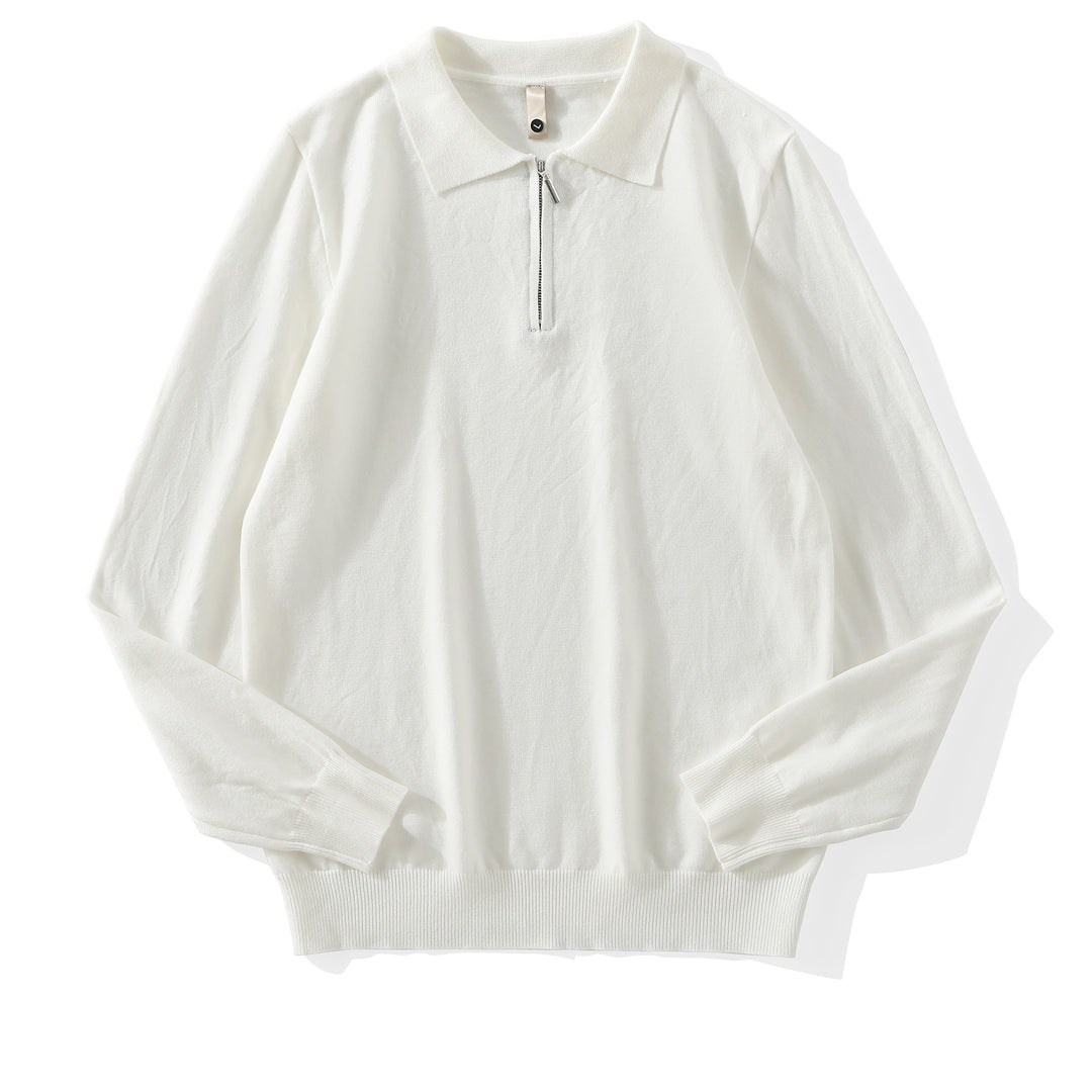 Herren Moderner Pullover mit Stehkragen und Reißverschluss Drune