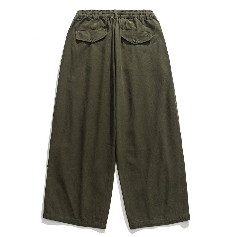 Damen Culotte-Hose im Paperbag-Stil mit elastischem Bund, Teilungsnähten und weitem Bein Drune