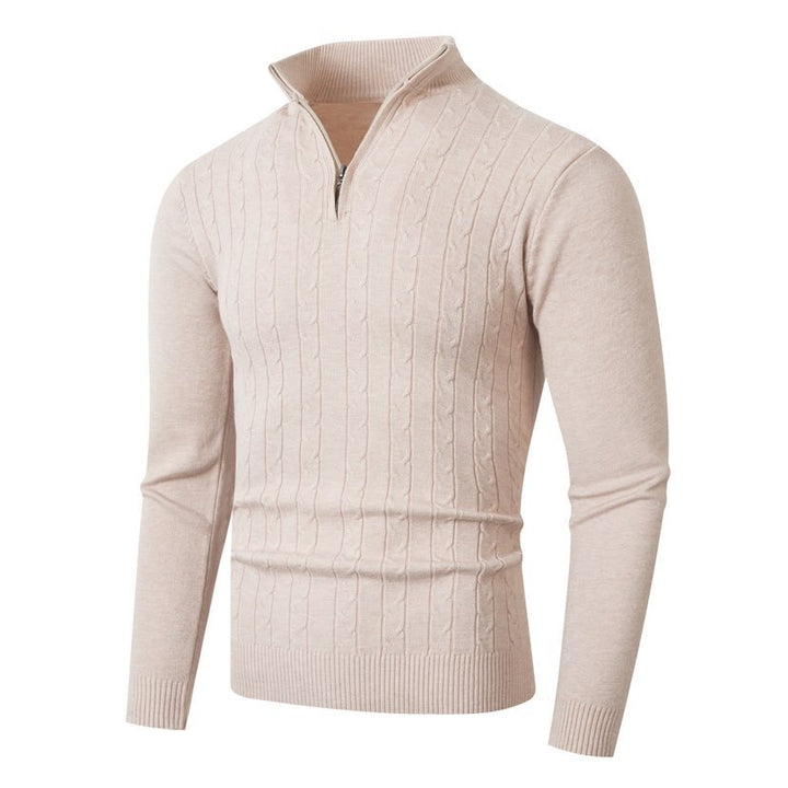 Herren stylischer Strickpullover mit hohem Stehkragen und durchgehendem Reißverschluss Drune