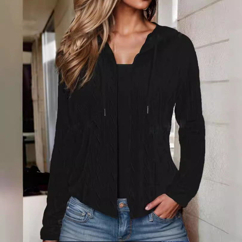 Damen leichte Kapuzenjacke im Strickdesign Drune