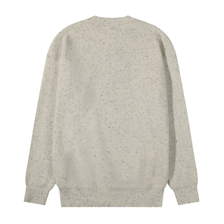 Unisex Großer Rundhals‑Strickpullover aus Mélange‑Garn mit abgesenkter Schulter Drune