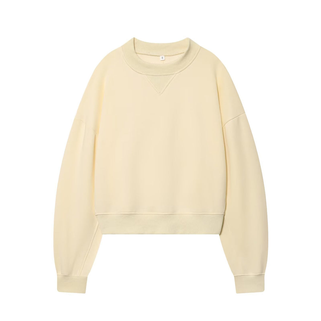 Damen Oversized kurzgeschnittenes Sweatshirt mit geripptem Halsausschnitt Drune