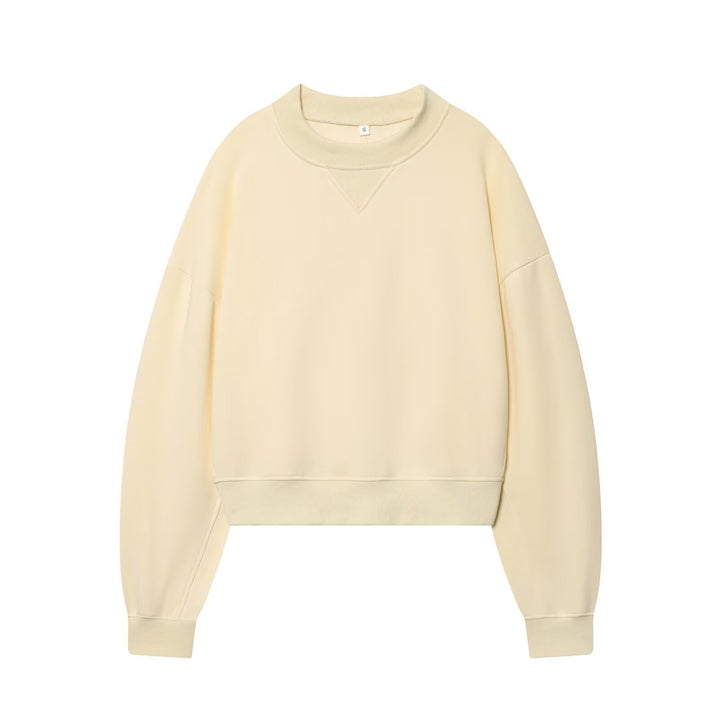 Damen Oversized kurzgeschnittenes Sweatshirt mit geripptem Halsausschnitt Drune