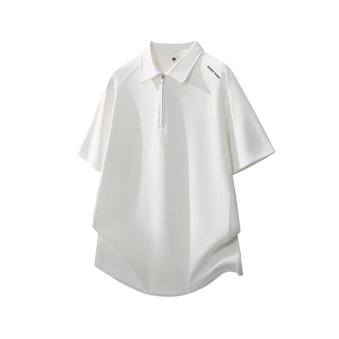 Herren Oversize-Halbzip-Polo mit technischem Jersey und verlängertem Rückensaum Drune